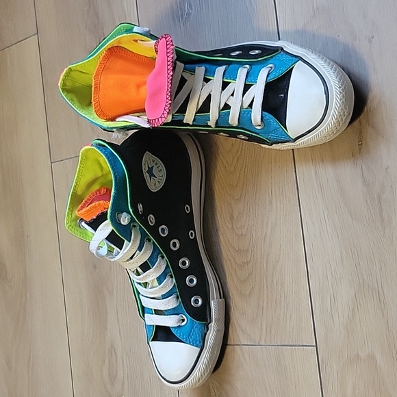Converse Shoes - Converse Double Upper Neon Chuck Taylor All Star Hi Top Sneakers WO's 8 M's 6